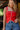 Alyssa Red & White Split Hem Tank- top front view
