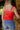 Alyssa Red & White Split Hem Tank- back view