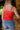 Alyssa Red & White Split Hem Tank- back view