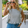 Raelyn Heather Grey Smocked Top- front view