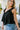 Willa Black Ruffle Sleeveless Tank- frontal side view