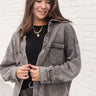 Samara Washed Charcoal Button-Up Shacket- front view