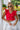 Helen Red Smocked Ruffle Bow Top- front top view