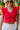 Helen Red Smocked Ruffle Bow Top- close up front view