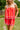 Kate Red & White Linen Sleeveless Romper- front view