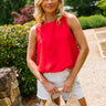 Cassidy Red Bubble Sleeveless Tank- front view