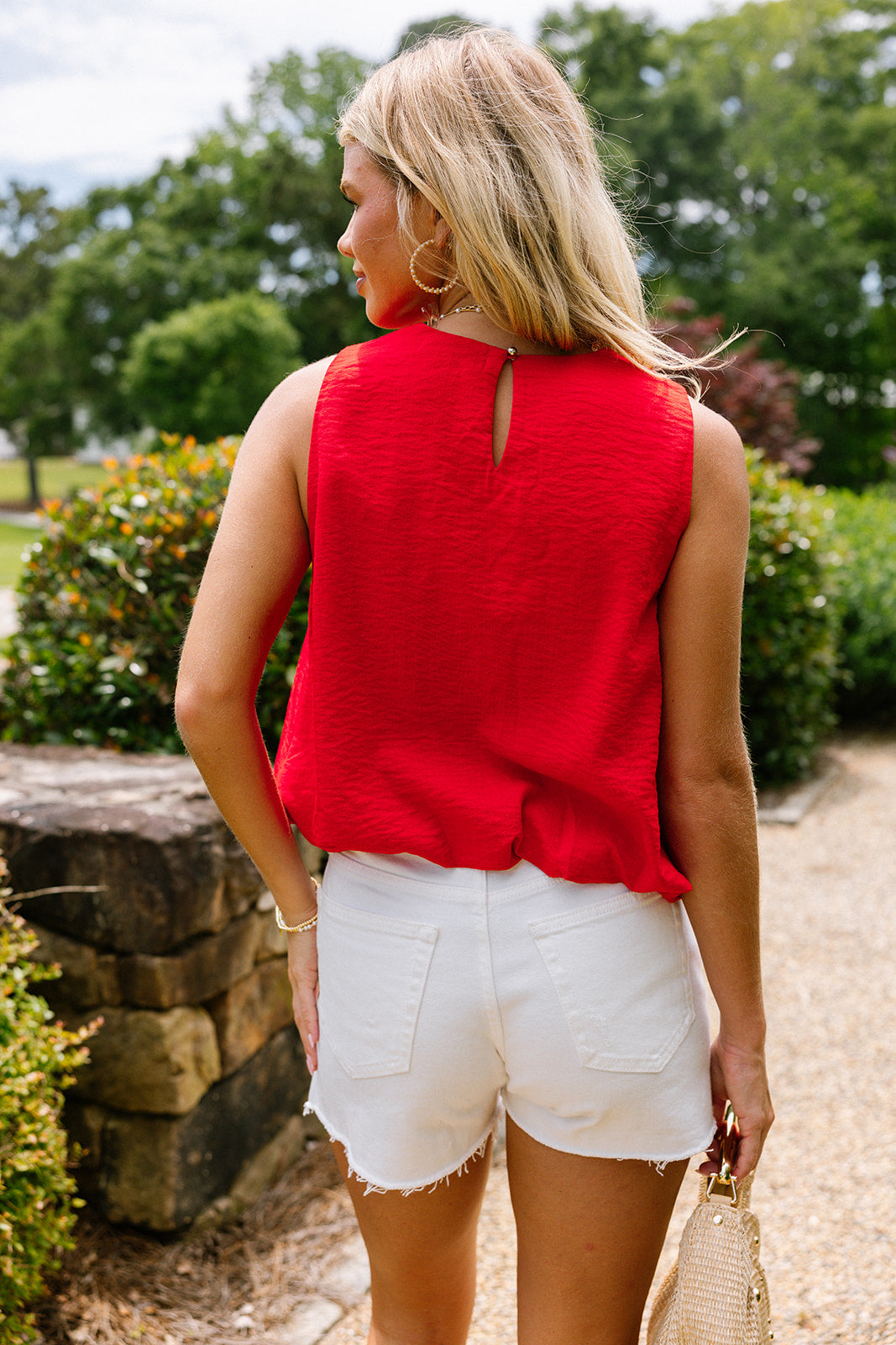 Cassidy Red Bubble Sleeveless Tank- back view