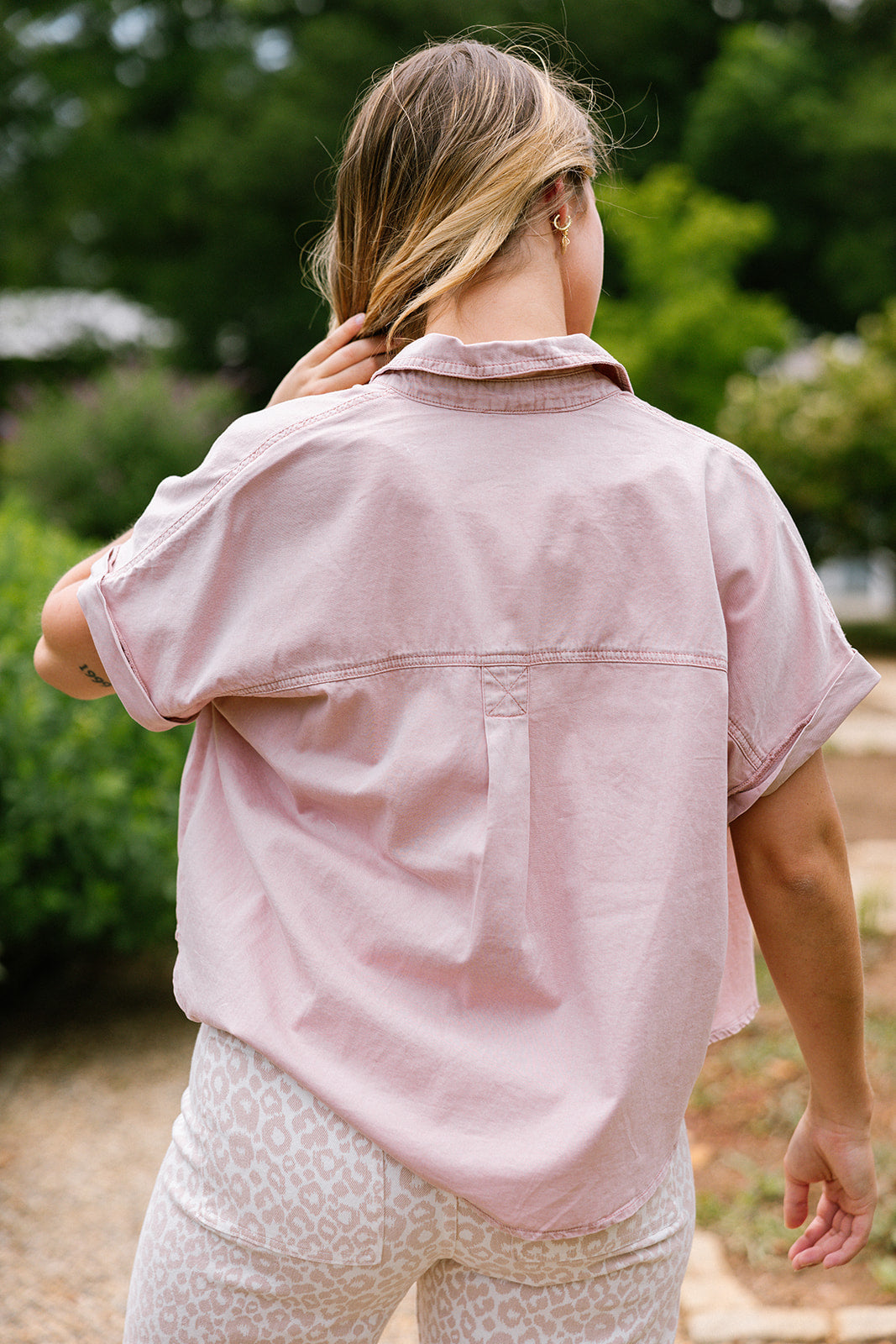 Faye Mauve Pink Button-Up Top- back view