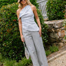Janelle Light Blue Asymmetrical Tank Top - full body front 