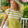 Haley Chartreuse & White Striped Top - front view