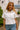 Camille White Linen Ruffle Short Sleeve Top- top view