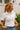 Camille White Linen Ruffle Short Sleeve Top- front top view