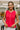Celine Red Ribbed Knit Flare Tank- front view