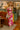 Leila Brown & Pink Floral Satin Midi Dress- full body front view