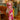 Leila Brown & Pink Floral Satin Midi Dress- full body view