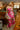 Leila Brown & Pink Floral Satin Midi Dress- front view