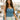 Jane Medium Wash Denim Lace Up Tank- front view