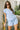 Jade Blue & Light Blue Stripe Linen Top- full body view