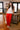 Thea Red Wide Leg Pants - view of full body front