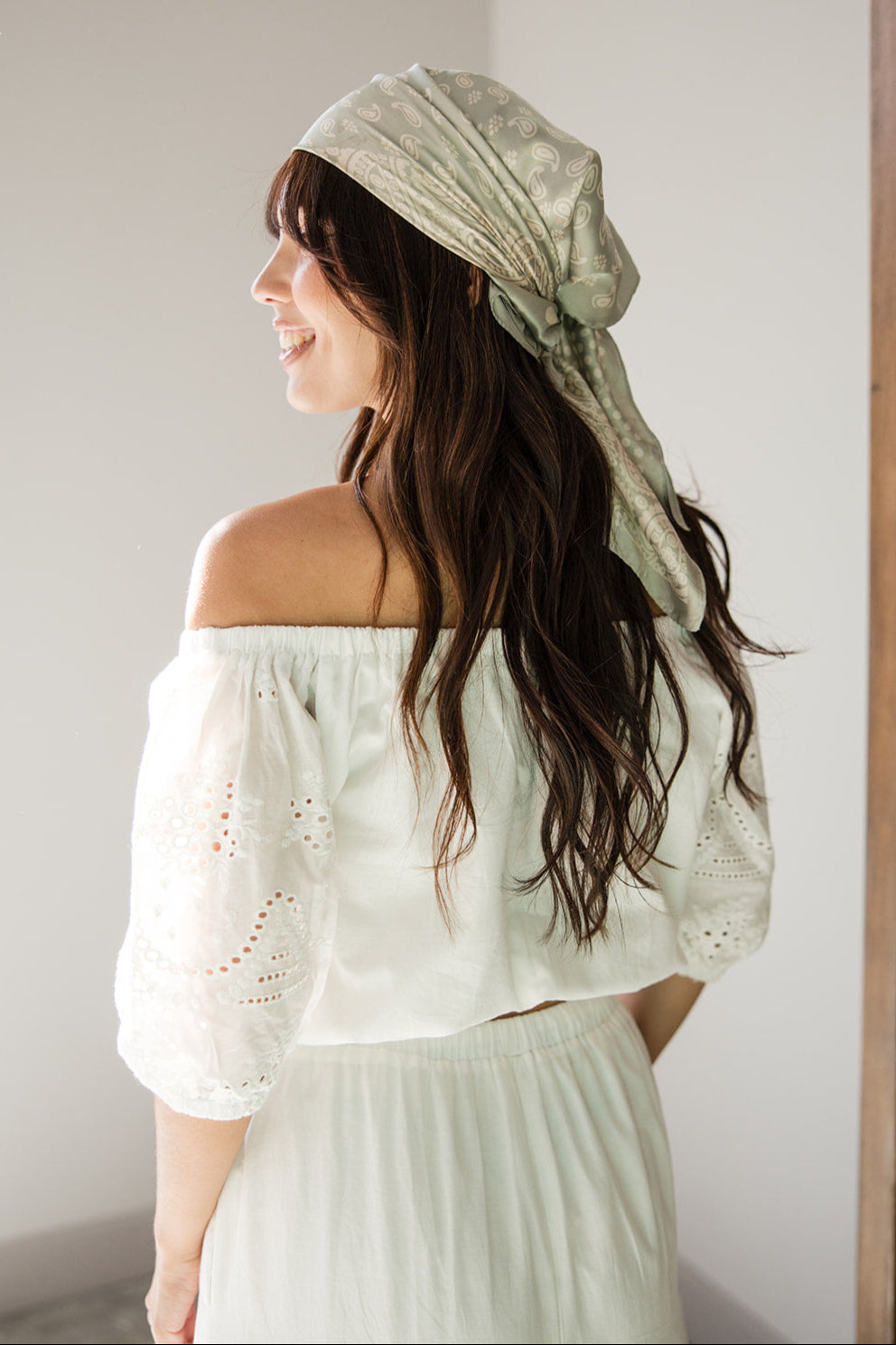 Leilani White Eyelet Off-The-Shoulder-Top- back view