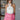Lina Pink Denim Braided Skort- front view