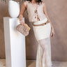 Maisie Cream Lace Mermaid Maxi Skirt - full body front view (with belt)