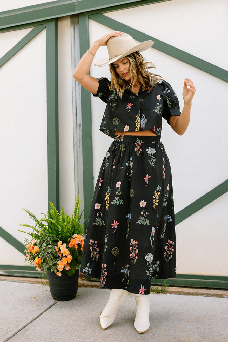 Maria Black Multi Floral Midi Skirt- full body view