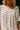 Alaia Tan & White Knit Stripe Top- close up front view