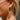 Bethany Wooden & Cream Beaded Hoop Earrings - close side view on model