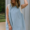 Alaina Light Denim & Lace Mini Dress- front view