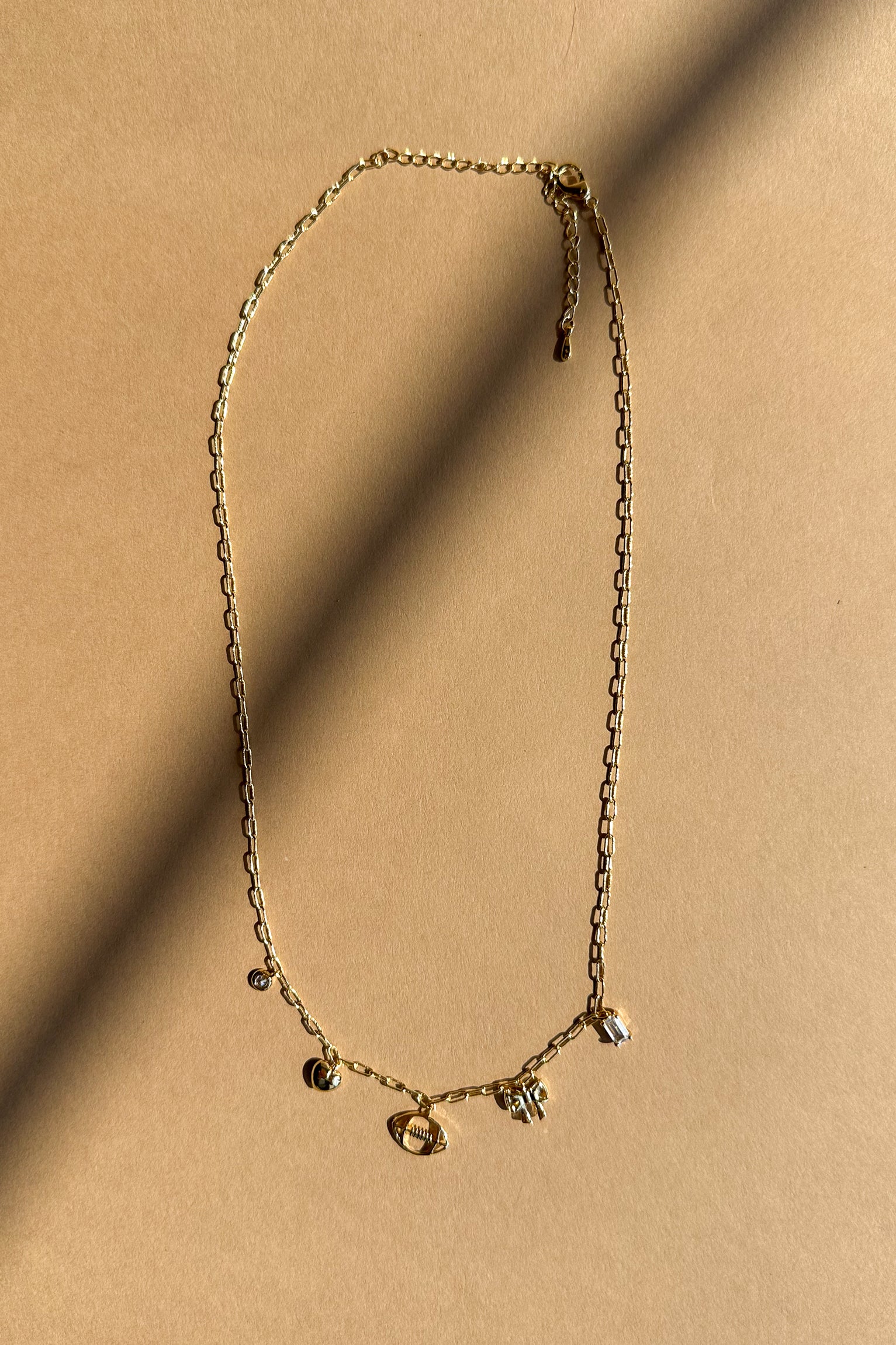 Malia Gold Chain Charm Necklace- full view