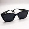 front view of the I-SEA: Kiki Black & Smoke Polarized Sunglasses which features a black cat eye-shaped frame and smokey black polarized lenses 