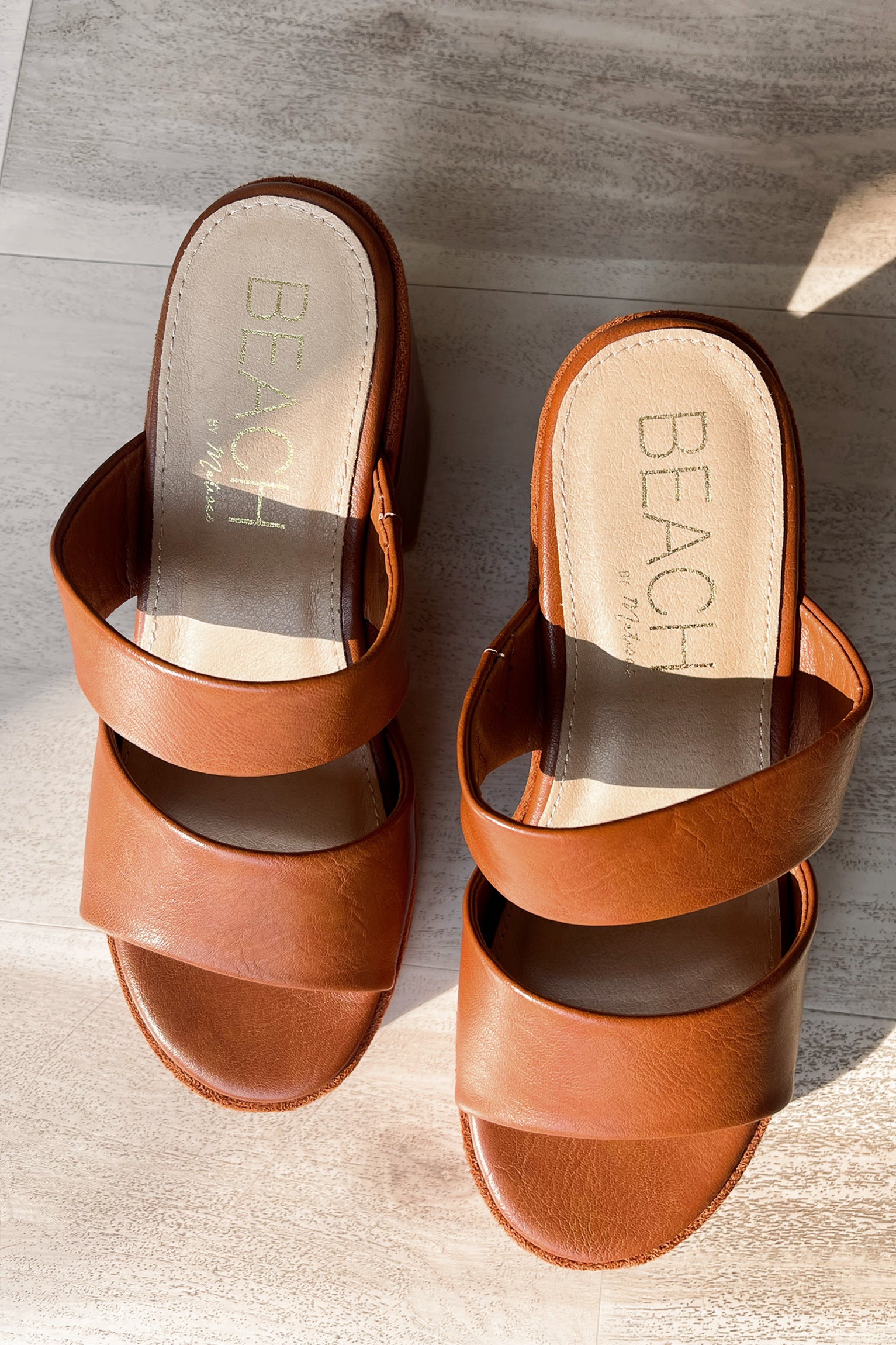 Beach by Matisse Graham Cognac Platform Sandal- full top view