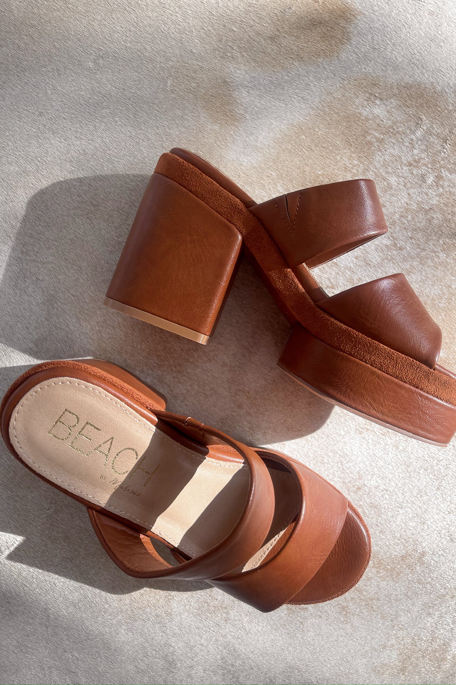 Beach by Matisse Graham Cognac Platform Sandal- left side view