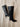 Huda Black Knee High Stiletto Boot- full frontal side view