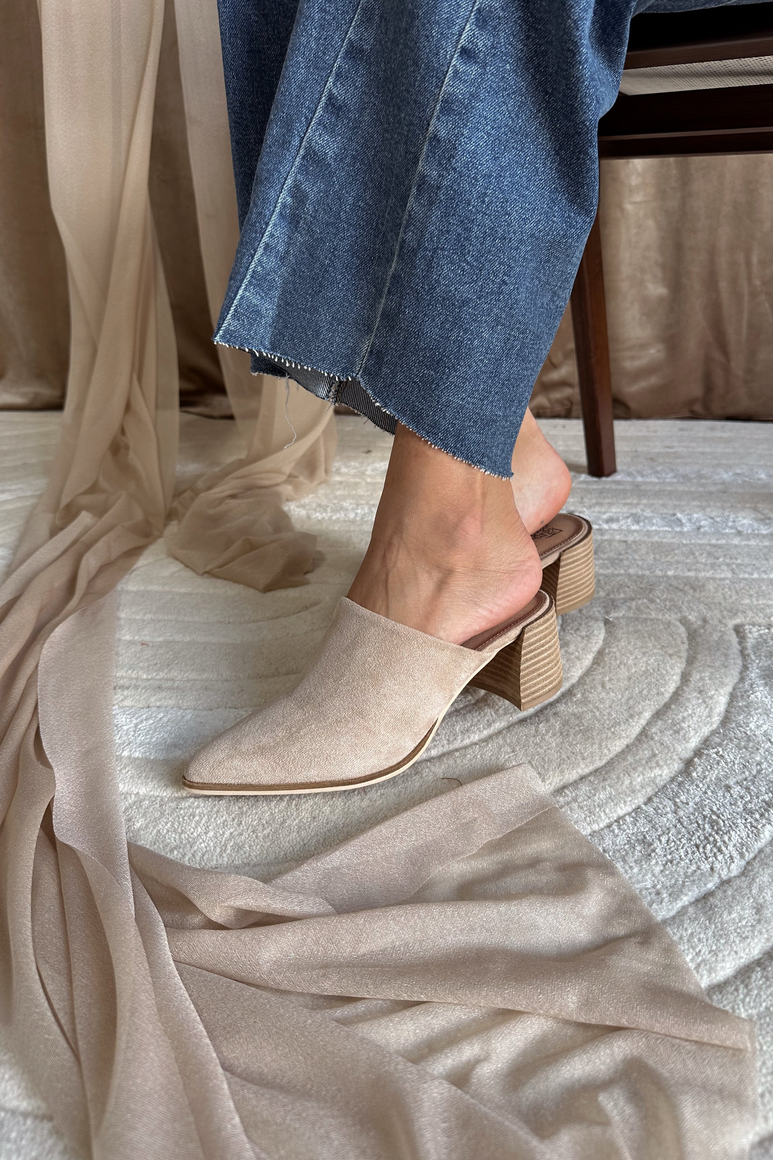 Stephanie Taupe Slide-On Mule- right side view