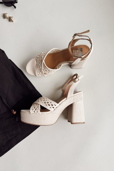 DV by Dolce Vita Whisora Ivory Raffia Woven Platform Sandal