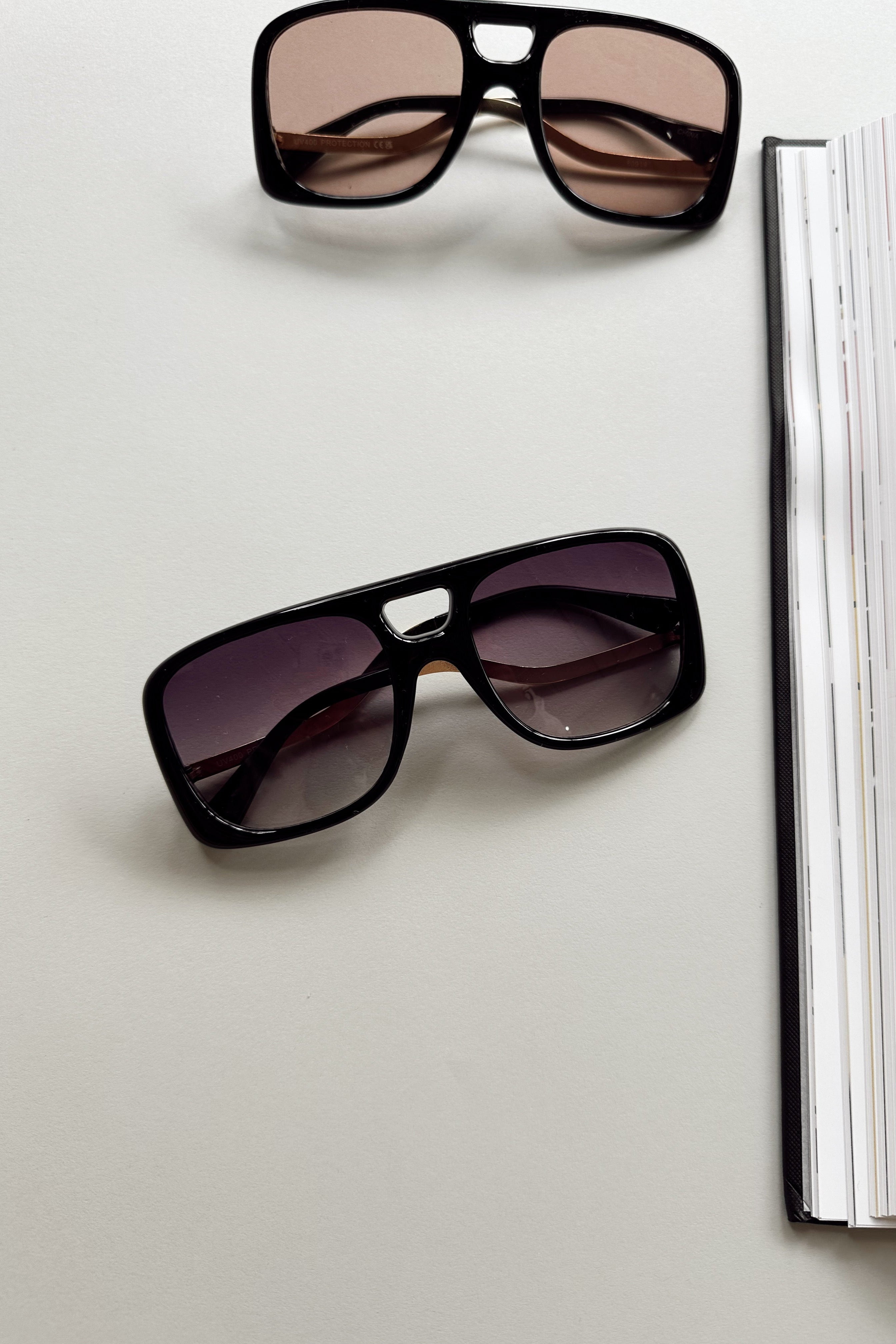 Kennedy Sunglasses in Black - flat lay -  front view