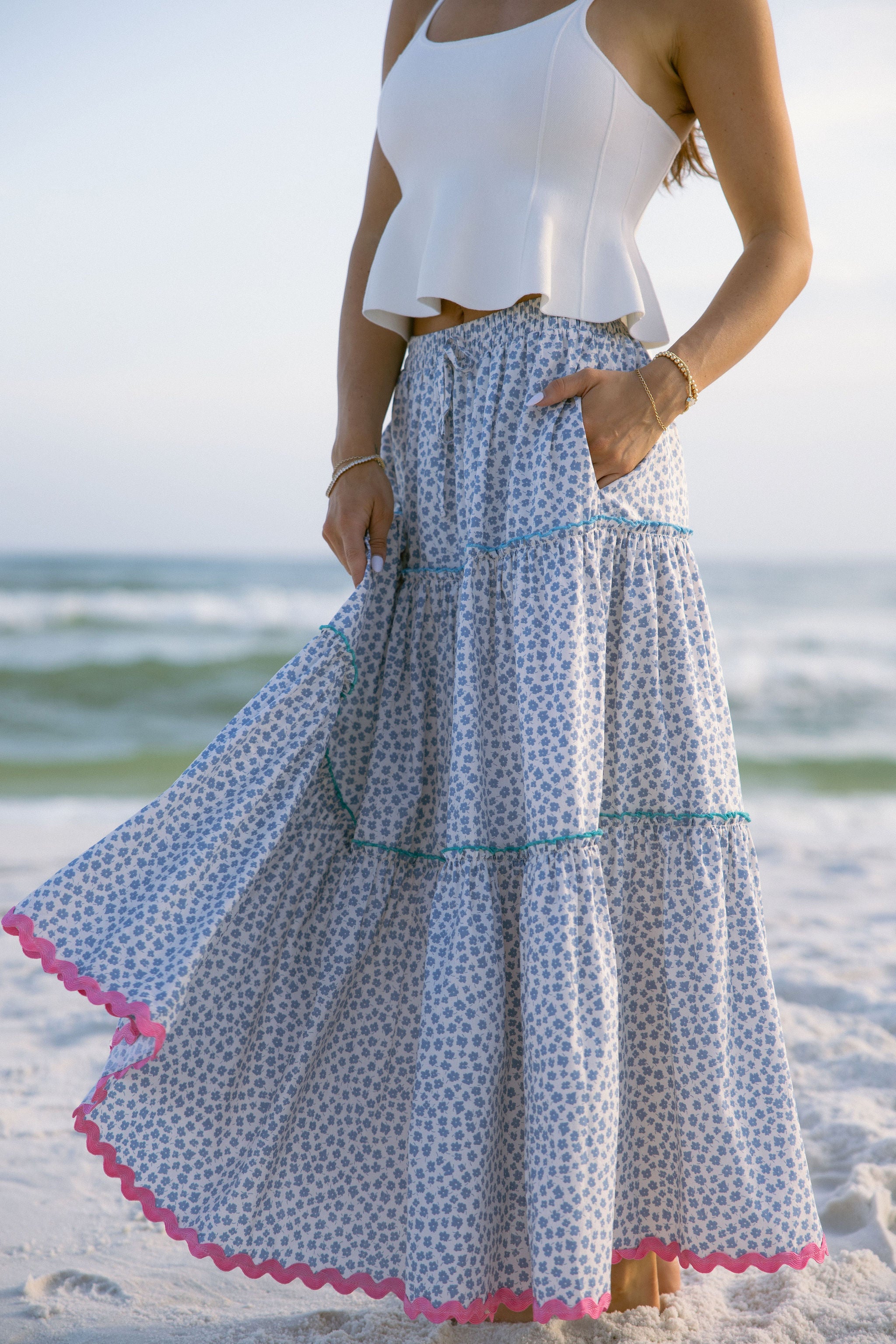 Marisol Tiered Floral Maxi Skirt Lizard Thicket - Main Image
