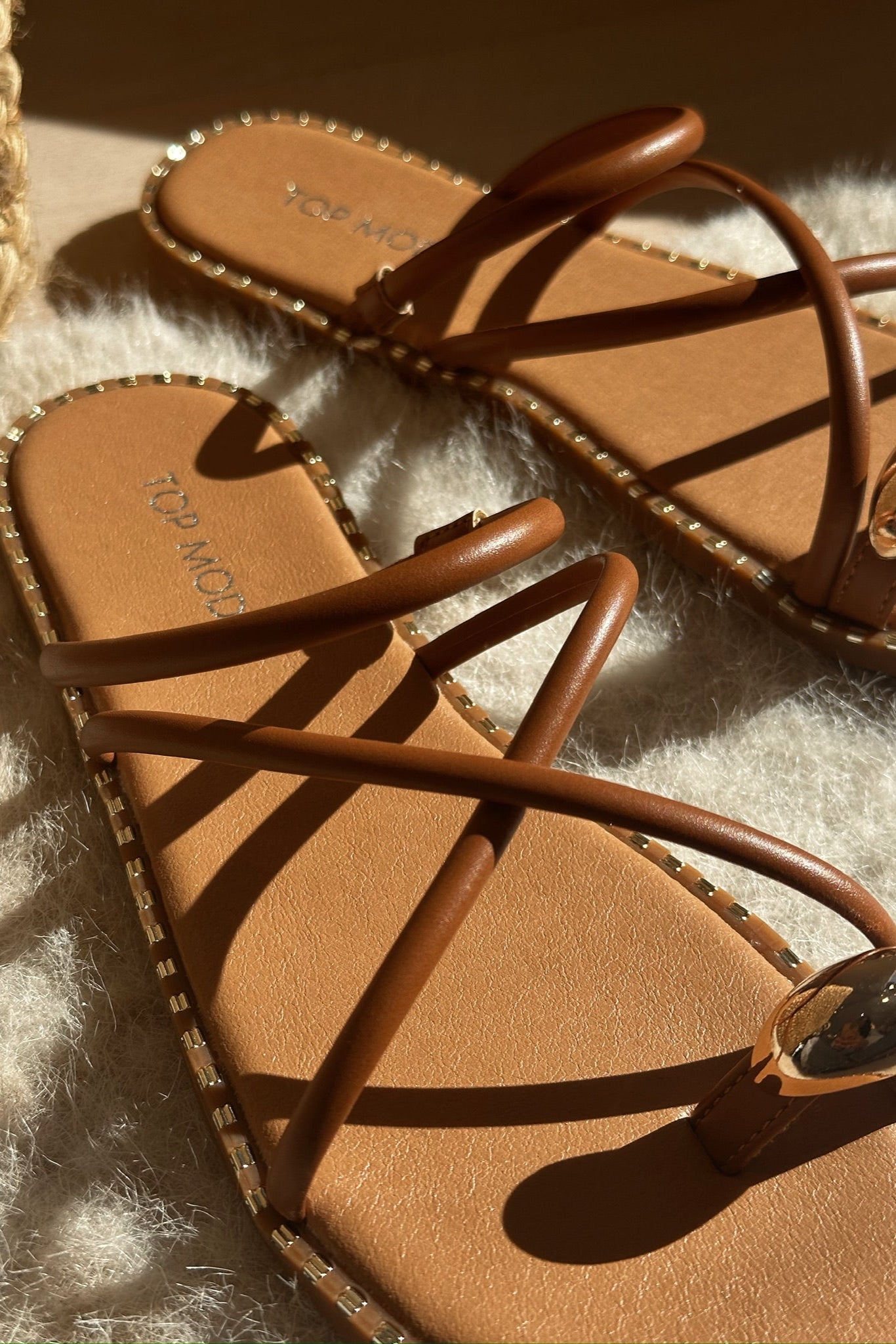 Mick Brown & Gold Strappy Toe Sandal- top view