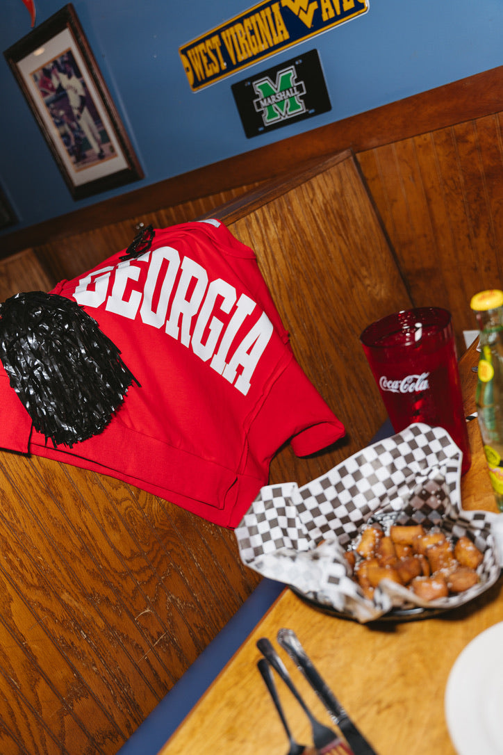 Georgia Red & White Short Sleeve Top