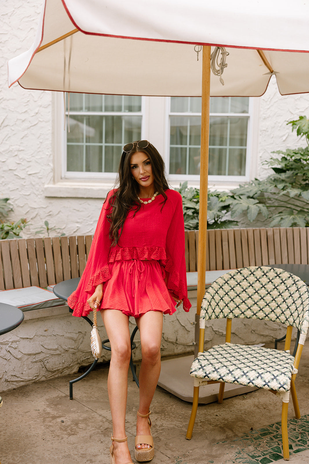 Lizards With Ruffles Paloma Red Orange Ruffle Lace Top - Lizard Thicket