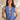 Dara Blue Eyelet Tie Front Top - front view