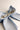Back view of Felicity Hair Bow Barrette in Baby Blue which features baby blue fabric, double bow with a french barrette clip