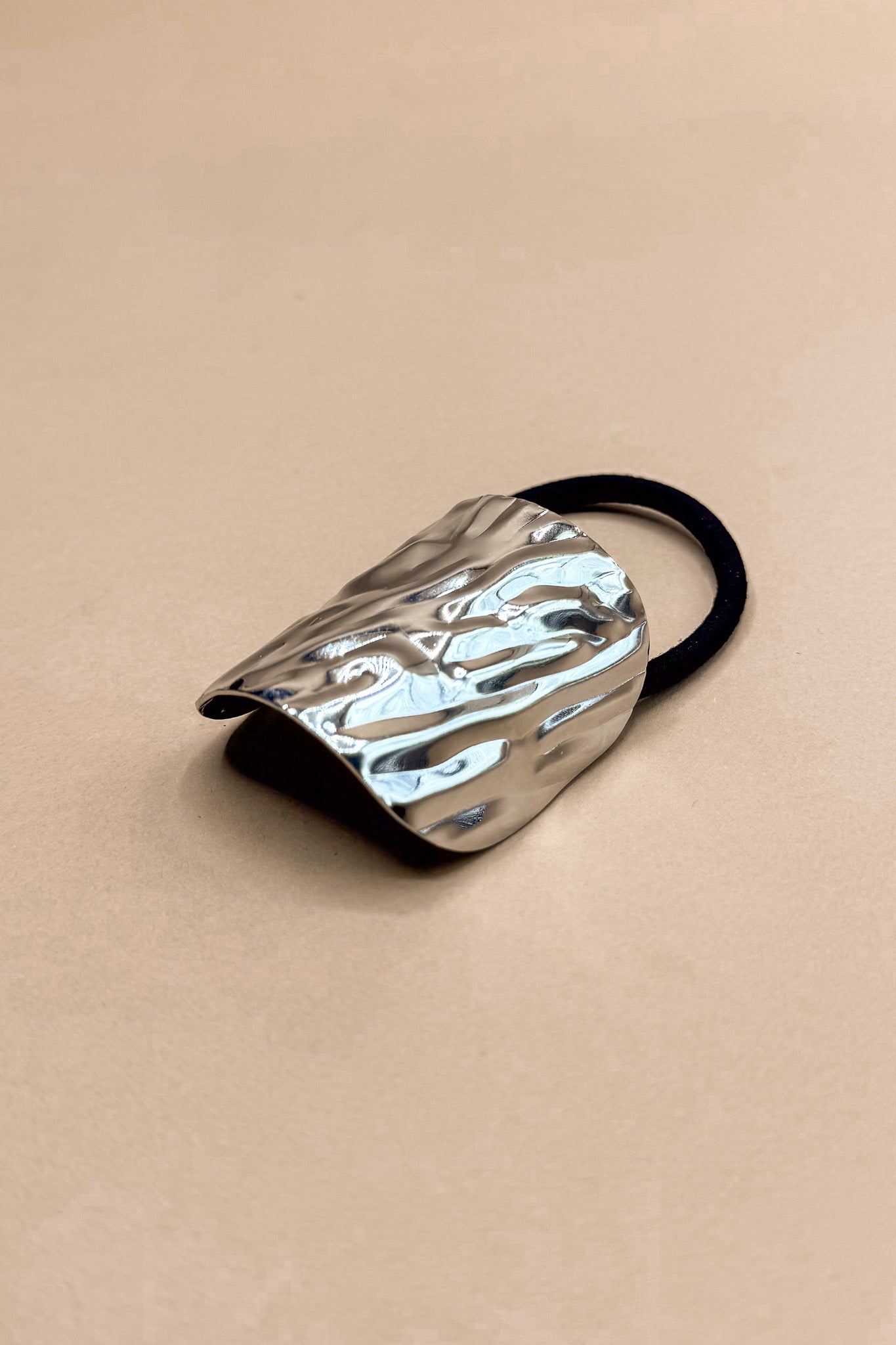 Sophie Silver Hammered Metal Cuff Hair Tie- side view