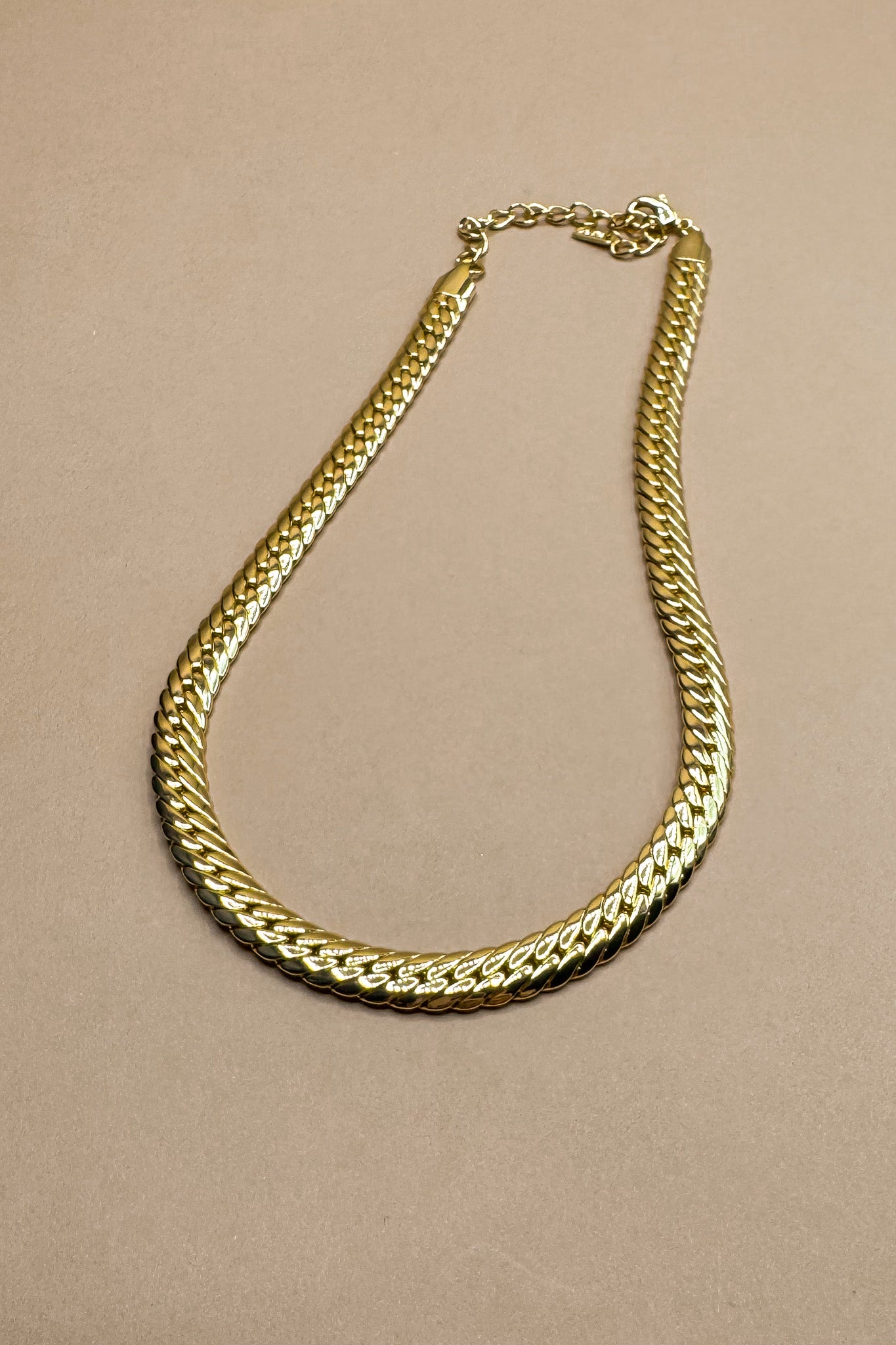 Quinn Gold Cobra Chain Necklace- front view