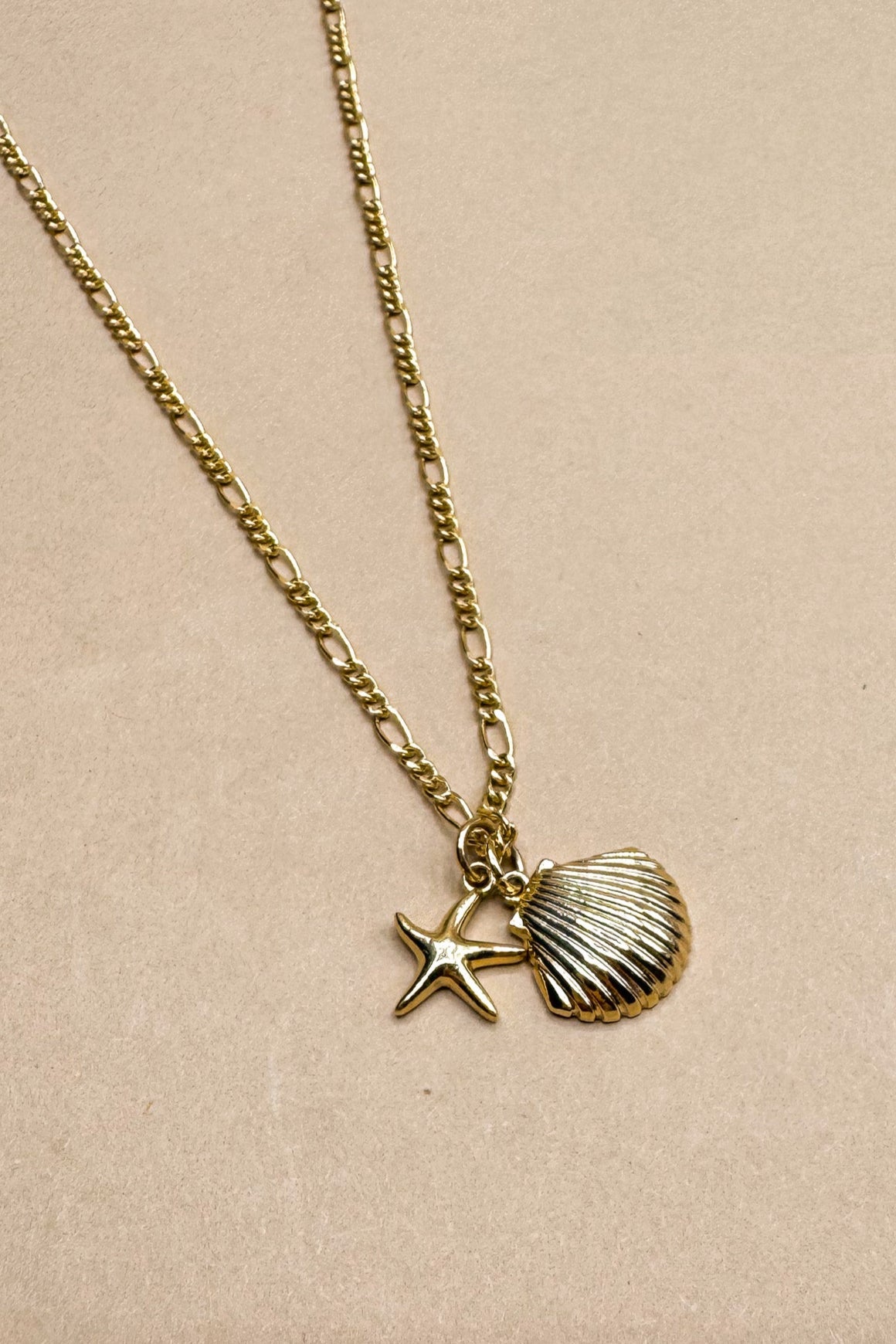Emma Gold Seashells & Pearl Necklace- close up front view