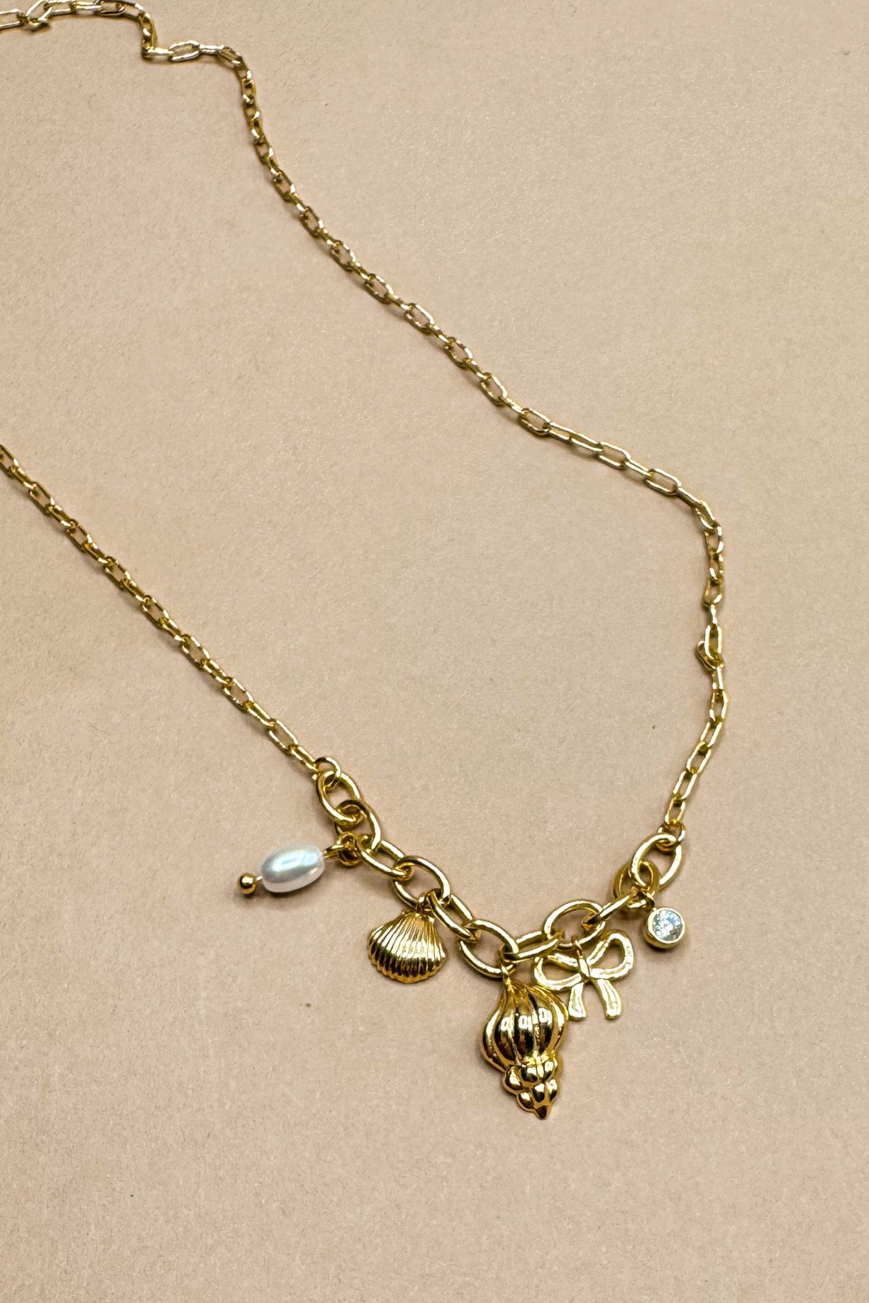 Valeria Gold Chain & Charms Adjustable Necklace- close up front view