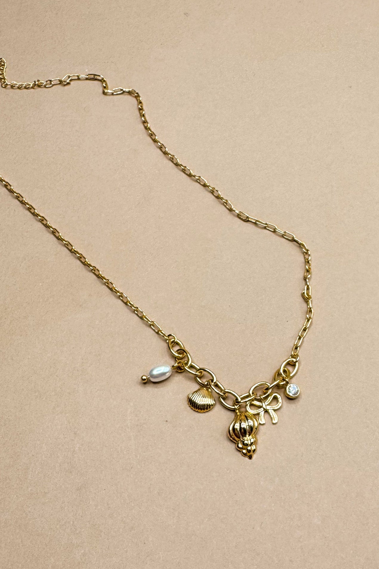 Valeria Gold Chain & Charms Adjustable Necklace- front view