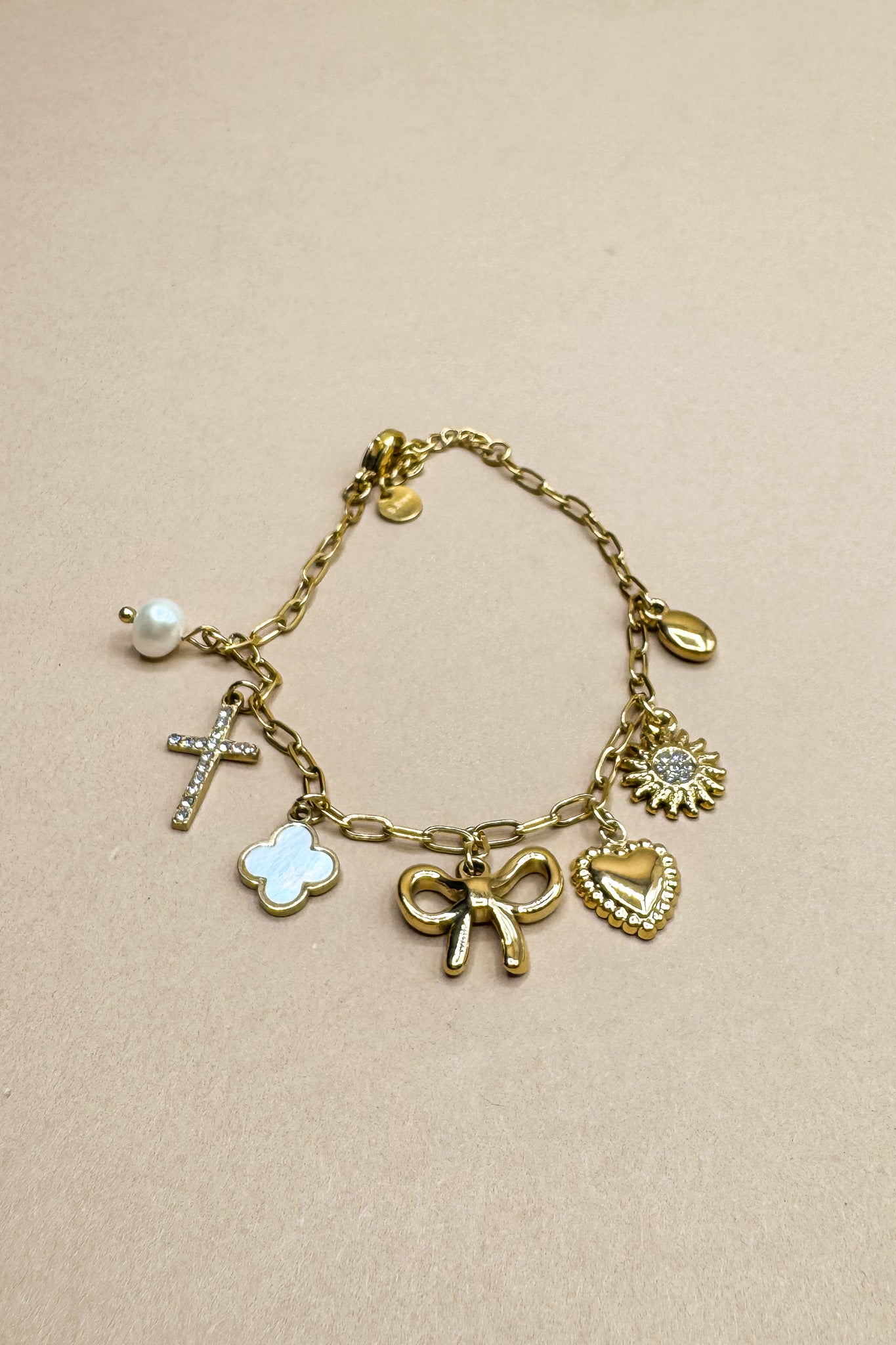 Lilah Gold Chain & Charms Bracelet- front view